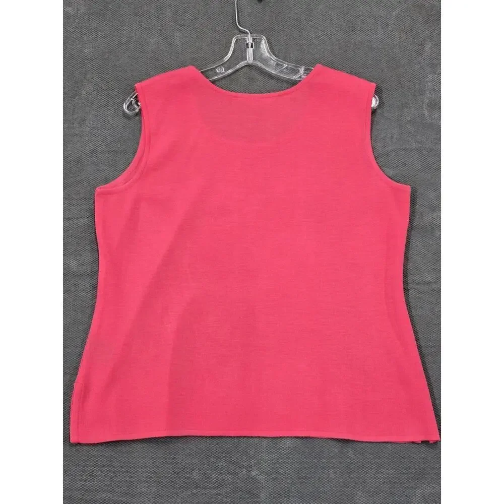 Misook Classic Knit Tank Top Shell Scoop Neck Tank Size Lp Bright Pink NWOT - Picture 4 of 4